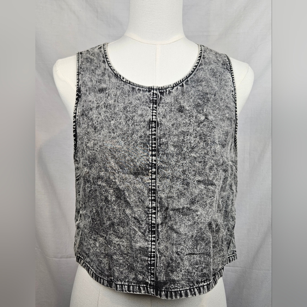 Forever 21 Blk Denim Sleeveless Cropped Top LgGrunge‎ Whimsigoth Punk Glampunk